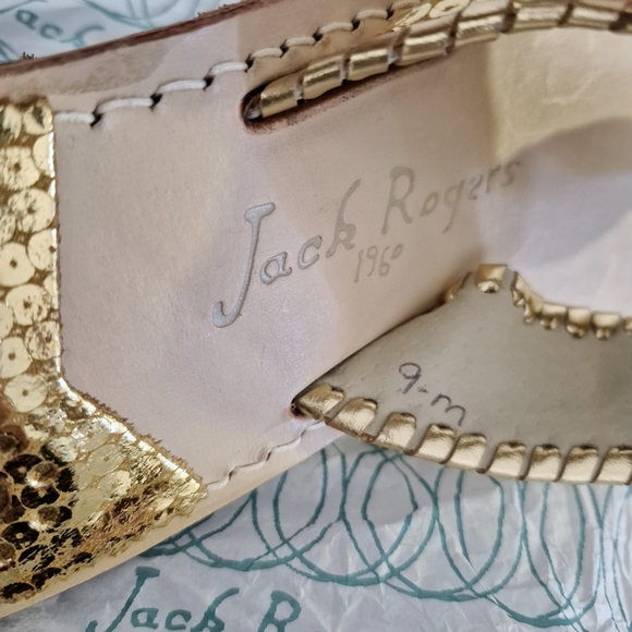 Jack Rogers Gold Sequin  Thong, flat, sandal, iconic, classic, Palm Beach - Picture 2 of 7